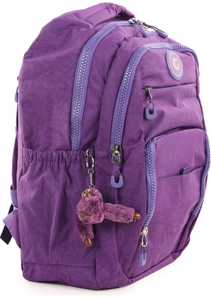 NP292 Unisex Su Geçirmez Kumaş Günlük Okul Seyahat Mor Sırt Çantası