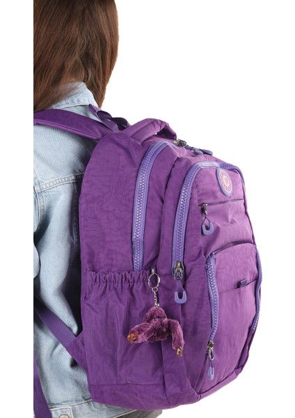 NP292 Unisex Su Geçirmez Kumaş Günlük Okul Seyahat Mor Sırt Çantası fiyatları