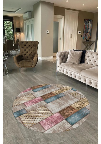 Dijital Kaymaz Yıkanabilir Patchwork Yuvarlak Balkon Mutfak Salon Halısı, N-Y-Patchwork-18-Renkli, fiyatları