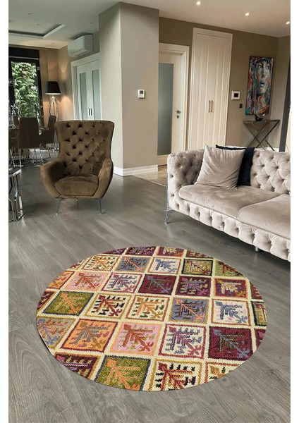 Dijital Kaymaz Yıkanabilir Patchwork Yuvarlak Balkon Mutfak Salon Halısı, N-Y-Patchwork-08-Renkli, fiyatları