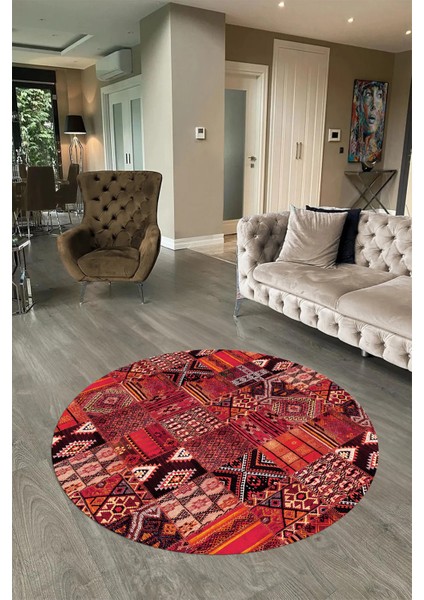Dijital Kaymaz Yıkanabilir Patchwork Yuvarlak Balkon Mutfak Salon Halısı, N-Y-Patchwork-06-Kırmızı, fiyatları