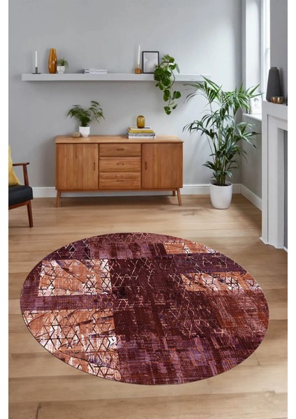 Dijital Kaymaz Yıkanabilir Patchwork Yuvarlak Balkon Mutfak Salon Halısı, N-Y-Patchwork-05-Kırmızı, modelleri