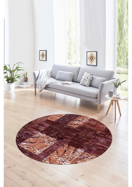 Dijital Kaymaz Yıkanabilir Patchwork Yuvarlak Balkon Mutfak Salon Halısı, N-Y-Patchwork-05-Kırmızı, fırsatları