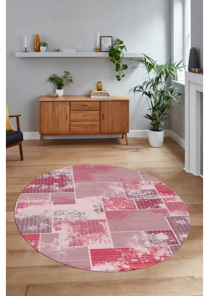 Dijital Kaymaz Yıkanabilir Patchwork Yuvarlak Balkon Mutfak Salon Halısı, N-Y-Patchwork-20-Kırmızı, modelleri