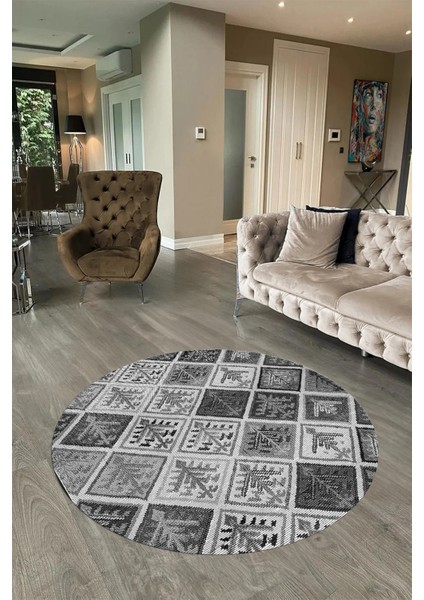 Dijital Kaymaz Yıkanabilir Patchwork Yuvarlak Balkon Mutfak Salon Halısı, N-Y-Patchwork-08-Gri, fiyatları