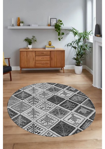 Dijital Kaymaz Yıkanabilir Patchwork Yuvarlak Balkon Mutfak Salon Halısı, N-Y-Patchwork-08-Gri, modelleri