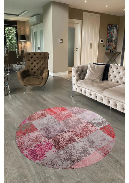 Dijital Kaymaz Yıkanabilir Patchwork Yuvarlak Balkon Mutfak Salon Halısı, N-Y-Patchwork-17-Kırmızı, fiyatları