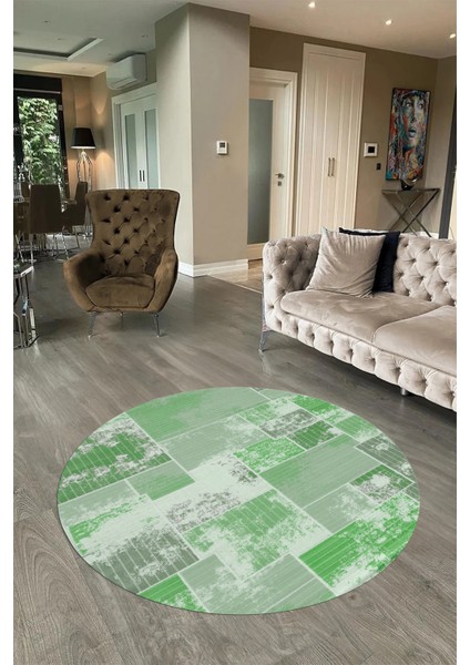 Dijital Kaymaz Yıkanabilir Patchwork Yuvarlak Balkon Mutfak Salon Halısı, N-Y-Patchwork-20-Yeşil, fiyatları