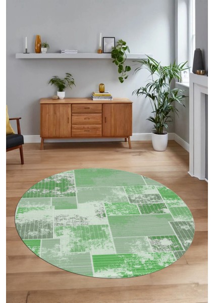 Dijital Kaymaz Yıkanabilir Patchwork Yuvarlak Balkon Mutfak Salon Halısı, N-Y-Patchwork-20-Yeşil, modelleri