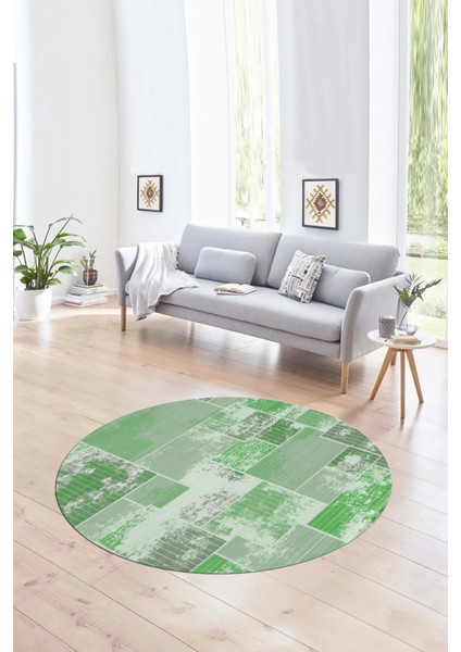 Dijital Kaymaz Yıkanabilir Patchwork Yuvarlak Balkon Mutfak Salon Halısı, N-Y-Patchwork-20-Yeşil, fırsatları