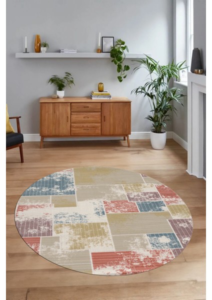 Dijital Kaymaz Yıkanabilir Patchwork Yuvarlak Balkon Mutfak Salon Halısı, N-Y-Patchwork-20-Renkli, modelleri