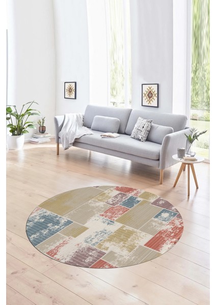 Dijital Kaymaz Yıkanabilir Patchwork Yuvarlak Balkon Mutfak Salon Halısı, N-Y-Patchwork-20-Renkli, fırsatları