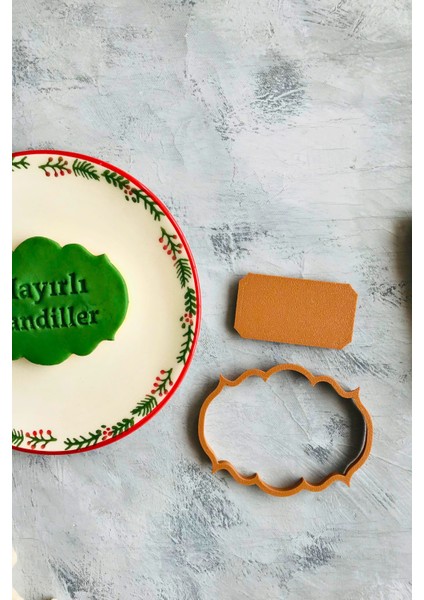 7x9 cm Hayırlı Kandiller Yazılı Hamur Şekillendirici / Kurabiye Kalıbı/seramik/polimer Kil