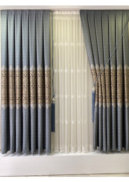 Pano Fon Perde Kırçıllı Mavi (Tek Kanat) fırsatları