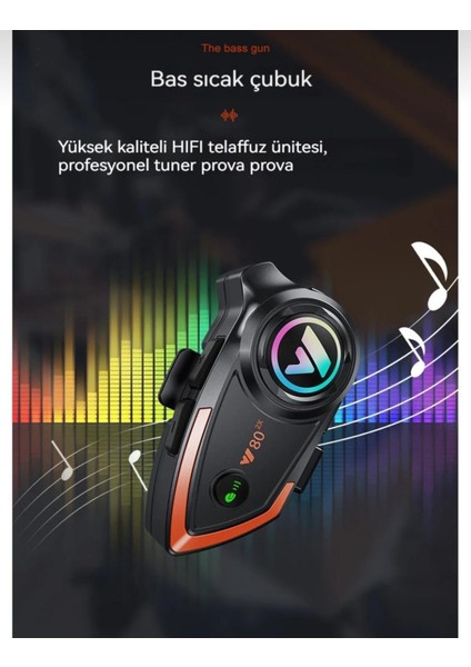 Motosiklek Kask Kulaklık Bluetooth 5.0 Işıklı Motorsiklet Interkom