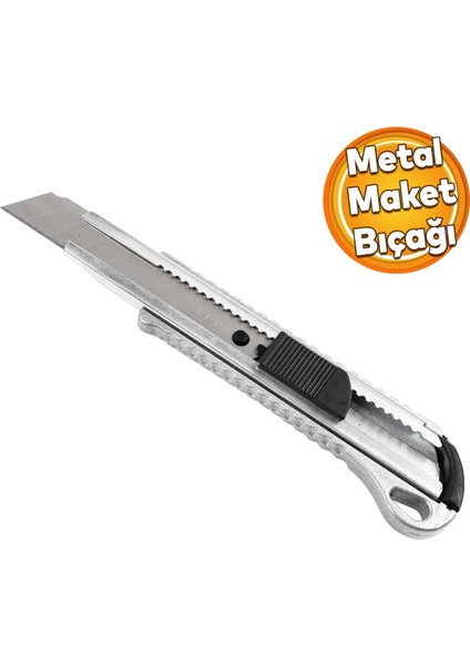 Gönen Metal Maket Bıçağı Eko 18 mm Alüminyum Metal Gövde Sağlam Dayanıklı