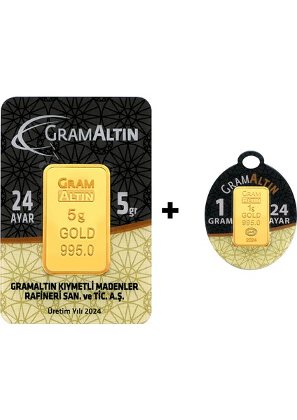 6 Gram (5+1) Külçe Gram Altın Iar 24 Ayar