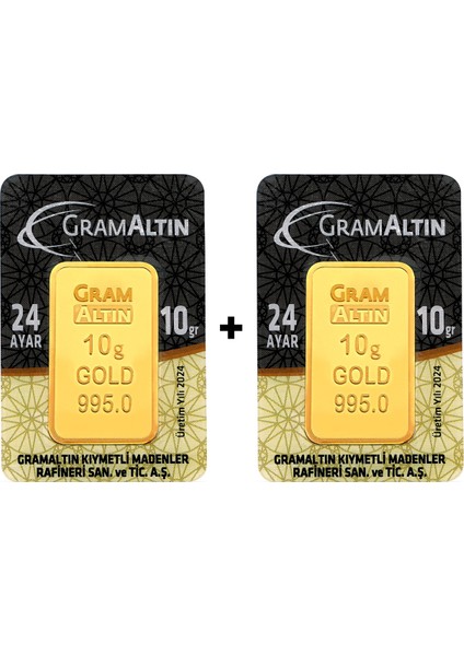 20 Gram (10GRAM+10GRAM) Külçe Gram Altın Iar 24 Ayar