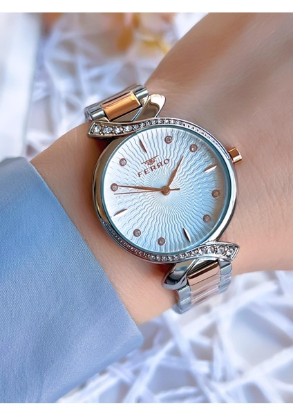 Çelik Kordonlu Gümüş/rose Kararmaz Renk Atmaz 3 Atm Özel Tasarım Kadın Kol Saati BFL21254-E