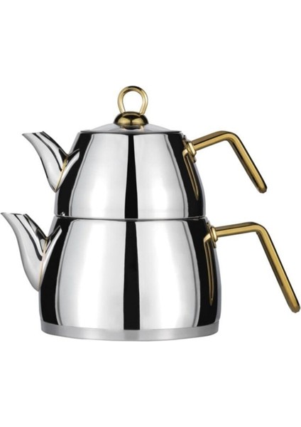 Beyaz Paslanmaz Çelik Çaydanlık, Orta Boy, Dayanıklı ve Şık Tasarım