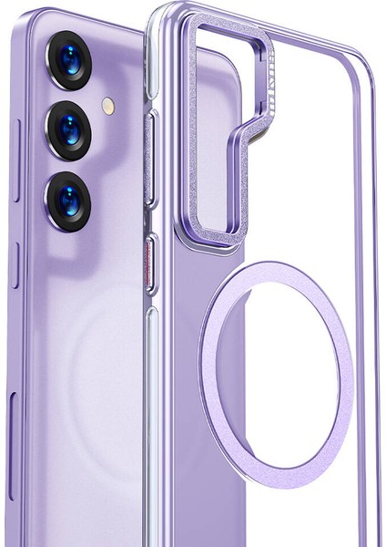 Samsung Galaxy S24 Plus Kılıf Wlons Magsafeli Renkli Çerçeve Standlı Efsane Kapak Mor fiyatları