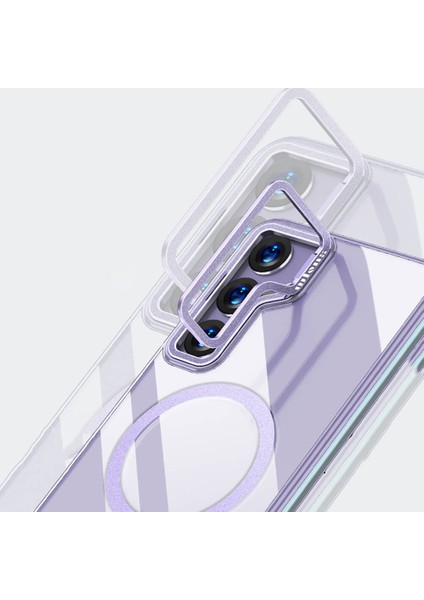 Samsung Galaxy S24 Plus Kılıf Wlons Magsafeli Renkli Çerçeve Standlı Efsane Kapak Mor fırsatları