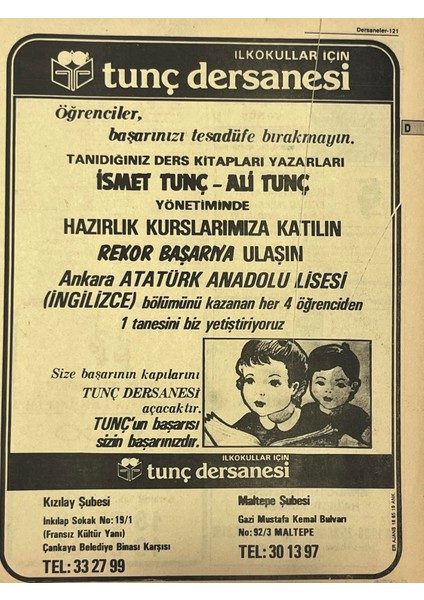 Ankara 1986 Meslek Reklam Ilanı Efemera S121