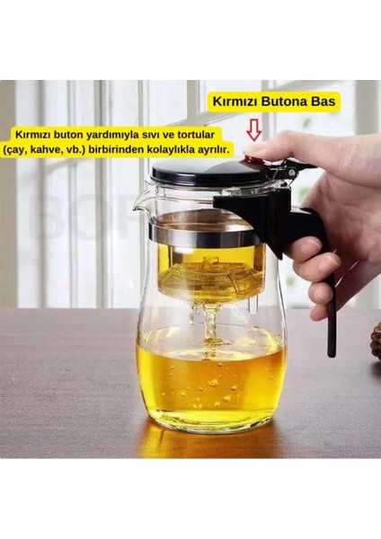 0 - 349 ml Bambum - Borosilikat French Press Cam Süzgeçli Demlik - Teapot 500 ml Cam Beyaz