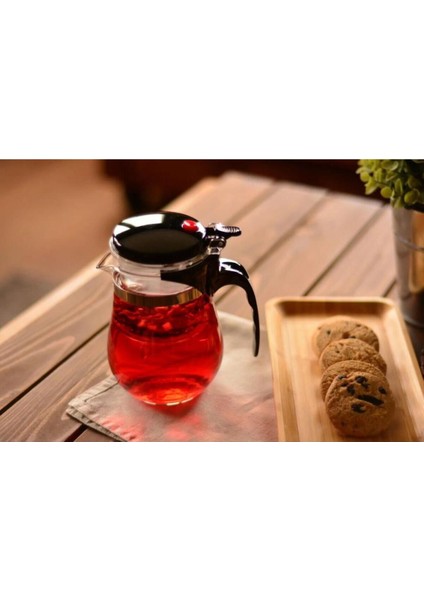 0 - 349 ml Bambum - Borosilikat French Press Cam Süzgeçli Demlik - Teapot 500 ml Cam Beyaz