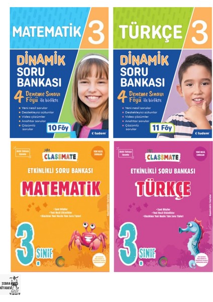 Tudem Yayınları 3. Sınıf Matematik, Türkçe Dinamik Soru Bankası, Okyanus 3. Sınıf Matematik, Türkçe Classmate Soru Bankası Seti