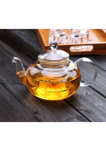 Cam Borosilikat Cam Isıtıcılı Bitki Çayı Demliği 1000 ml 1 - 1,99 L