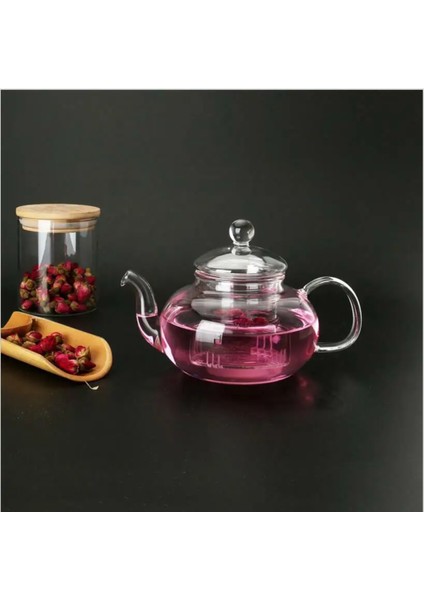 Cam Borosilikat Cam Isıtıcılı Bitki Çayı Demliği 1000 ml 1 - 1,99 L