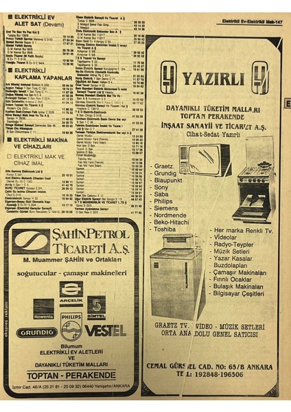 Ankara 1986 Meslek Reklam Ilanı Efemera S147