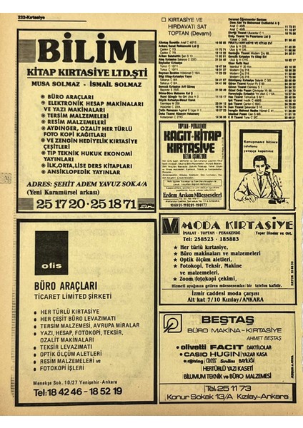 Ankara 1986 Meslek Reklam Ilanı Efemera S231 fiyatları