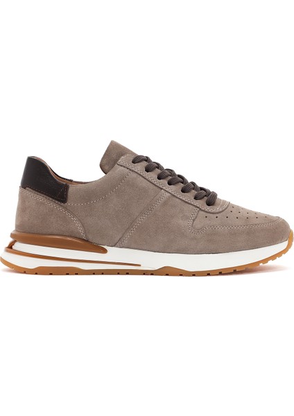 Erkek Vizon Bağcıklı Süet Deri Sneaker