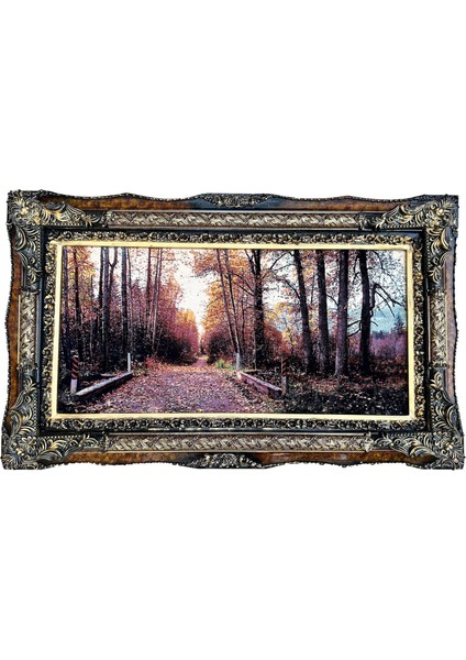Sonbaharın Yolculuğu Adlı Iran Tebriz Halı Tablo 126X76CM - Duvar Halı Kilim Tablo