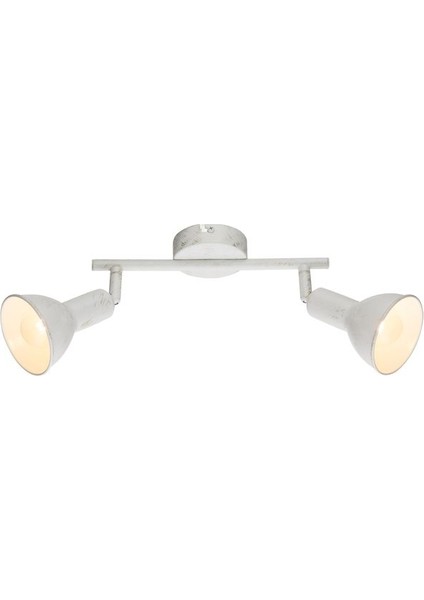 Retro Metal Beyaz 2 Li 180 Derece Hareketli LED Spot Avize Günışığı Ampullü