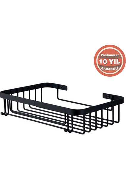 Paslanmaz Çelik Taci 23X15 cm Mat Siyah Şampuanlık Köşe Süngerlik