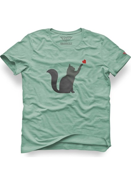 Kedi ve Kalp Tasarım Tişört
