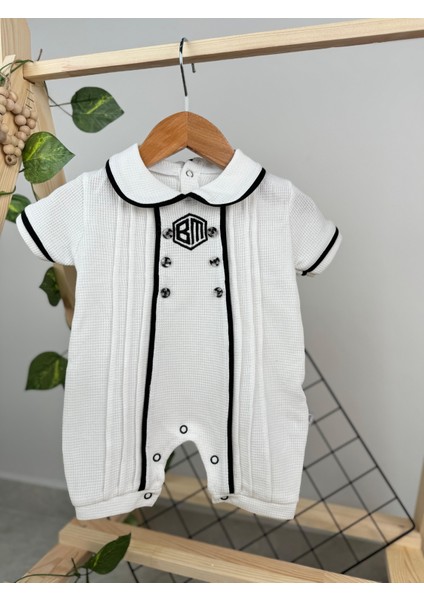 Bm Nakışlı Düğmeli Lüx Kalite Alttan Çıtçıtlı Tulum