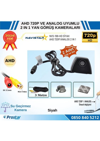 Yan Araç Kamerası Ahd 720P ve Analog Pal Mini (Siyah) Özel Ta