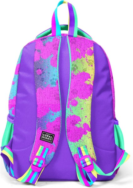 Yaygan Coral High Kids Mor Pembe Köpek Desenli Üç Bölmeli Okul Sırt Çantası 23649