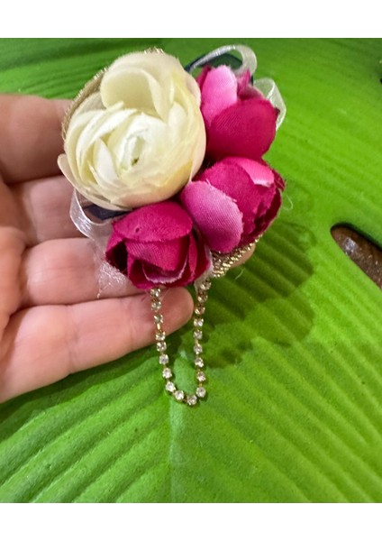 6x4 cm Renkli Çiçekli Iğneli Broş Yaka Iğnesi