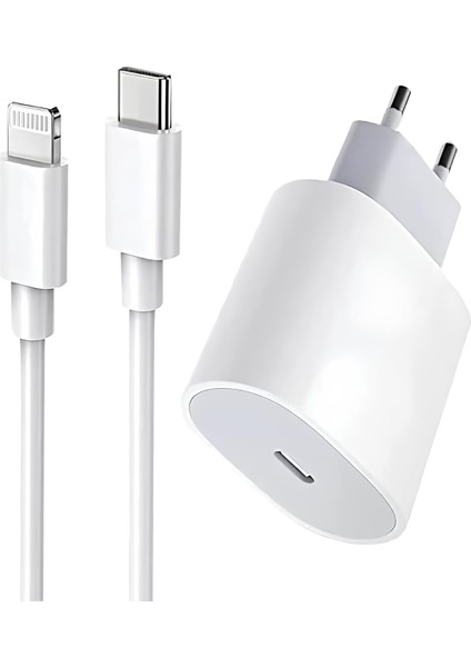 20 W iPhone Tüm Serilerle Uyumlu Hızlı Şarj Aleti Kablo Adaptör Set