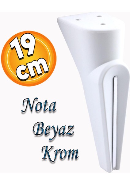 Nota Mobilya Kanepe Sehpa Tv Ünitesi Koltuk Ayağı Baza Ayakları Yükseltici Beyaz Gümüş Krom 19 cm