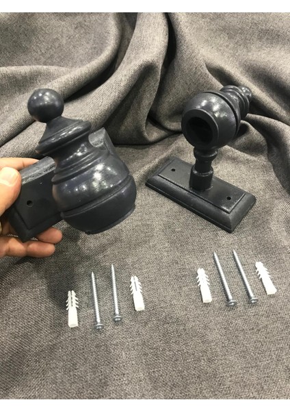 Rustik Ayak Başlık Perde Askı Ayağı Rustik Başlığı Ahşap Model Meşe Ceviz Beyaz Siyah Krem Antrasit fırsatları