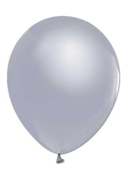 Gümüş 10 Adet metalik Helyum Uyumlu Gümüş Balon+Gümüş Parlak Balon Doğum Günü Parti Süsleme Helyum Uyumlu