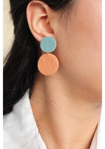 Polimer Kil El Yapımı Mavi Tarçın Yuvarlak Küpe fiyatları