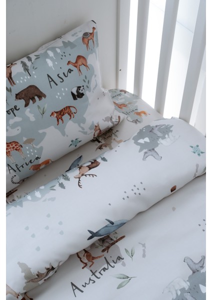 Hayvan Haritası Park Yatak Bebek Nevresim Takımı (80X120) - Animal Map fırsatları