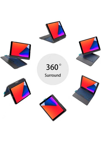 Apple iPad 5. Nesil 6. Nesil Air 1/2 Pro 9.7inç Kılıf Kablosuz Dönebilen Klavyeli Kılıf Keyboard (Air 5/4 Değildir)